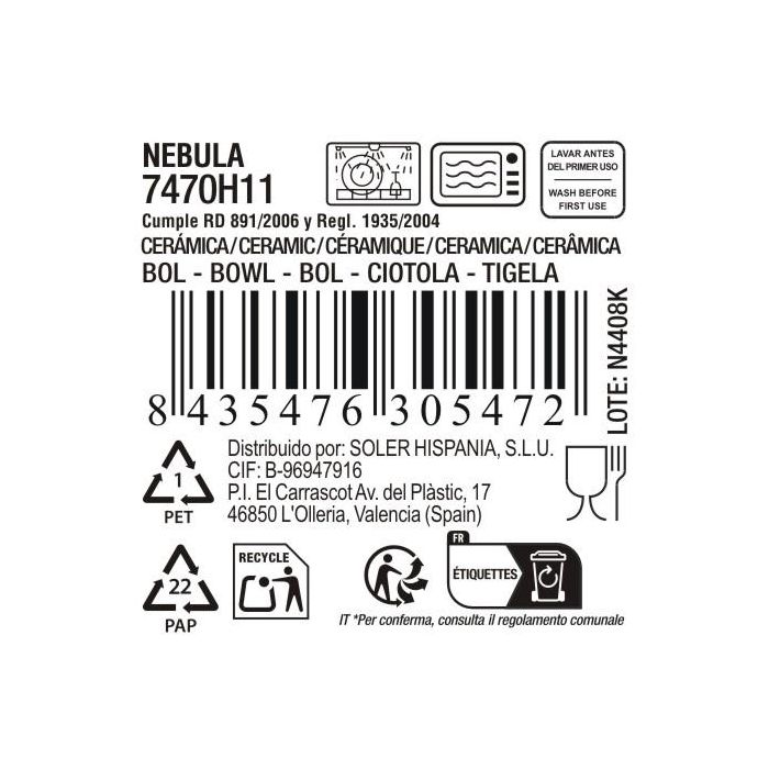 La Mediterranea Bol 630 ml Ø 14 x 8 cm "Nebula" Md 4