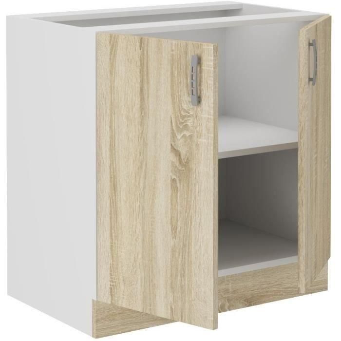 SARA SARA80D2F Mueble Bajo - 2 Puertas, Decoración Roble Sonoma, Dimensiones L80xP48xH82 cm - Encimera No Incluida 1