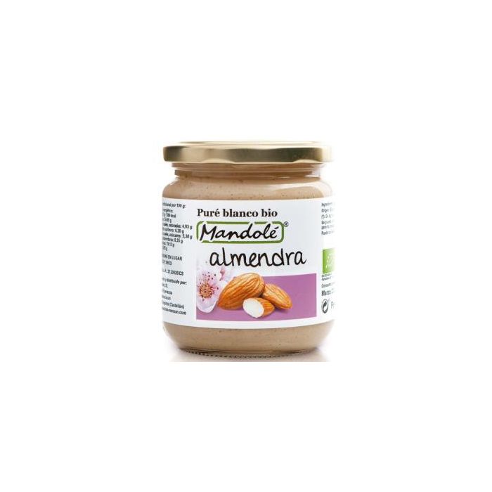 MANDOLE Puré de Almendra Blanco Bio 325g - 100% Almendra Cruda y Tostada
