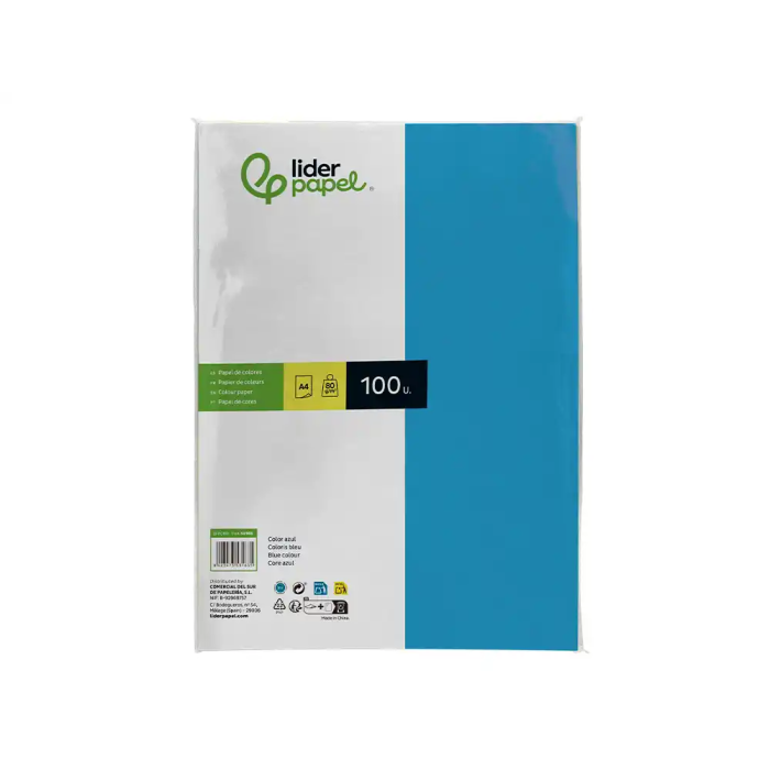 Liderpapel Papel Color A4 80gr Azul Turquesa Paquete de 100 Hojas 1