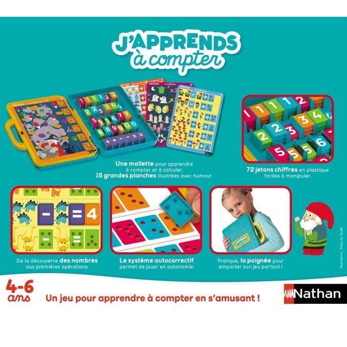 Nathan Estoy aprendiendo a contar, Juego didáctico para aprender números, sumas y restas. Fichas para completar cuadros, Niños y Niñas +4 años. 4