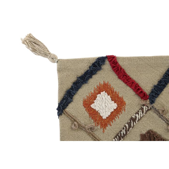 DKD Home Decor Funda Cojín de Poliéster Multicolor con Flecos y Cremallera 50x50 cm 1