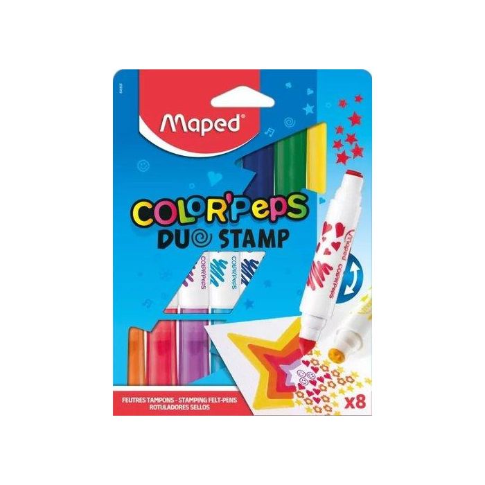 Rotulador Fibra Maped Color´Peps Duo Stamp Ultra Lavable Estuche De 8 6 unidades
