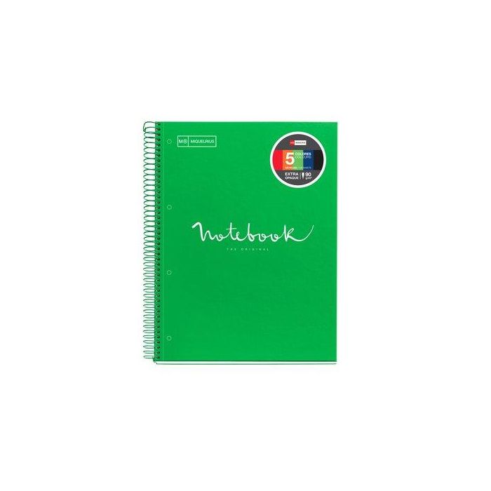 Bloc Miquelrius Emotions Notebook 5 Micro.Tapa Extra A4 120H 90G Cuadric.5X5 Verde 5 unidades