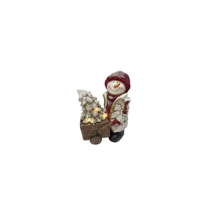 DKD Home Decor Figura Navidad Tradicional Magnesia LED Pilas AA (x3) Rojo Blanco Marrón 23x42x35 cm Pack de 2 Unidades 1
