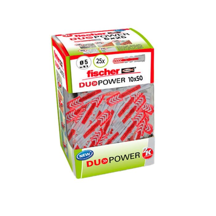 Fischer Taco Duopower Ø10 x 50 mm, 25 uds - Ideal para muebles, iluminación y fijaciones en hormigón, ladrillo y más 0 Fischer Taco Duopower Ø10 x 50 mm, 25 uds - Ideal para muebles, iluminación y fijaciones en hormigón, ladrillo y más 0