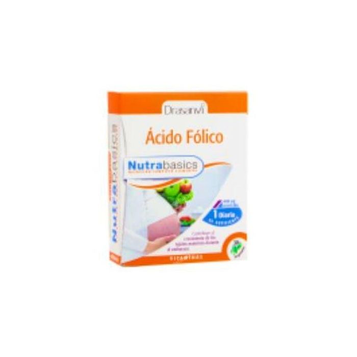 Nutrabasics Ácido Fólico Vitamina B9 30 Cápsulas: Crecimiento Tejidos Maternos Embarazo, Síntesis Aminoácidos, Reduce Cansancio y Fatiga