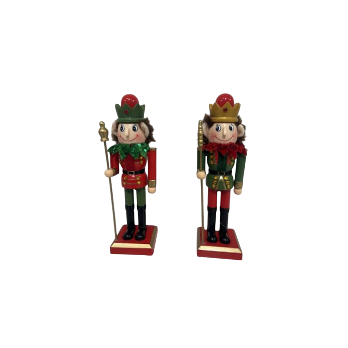 DKD Home Decor Figura Navidad Tradicional Elfo Cascanueces Multicolor de Madera y Poliester 7x25.5x8cm (6 Unidades)