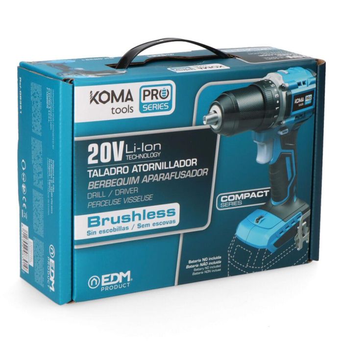 Koma Tools Taladro atornillador 20V compact brushless, 2 velocidades 0-500/0-1.800rpm, par máximo 50Nm, luz de trabajo 2 Koma Tools Taladro atornillador 20V compact brushless, 2 velocidades 0-500/0-1.800rpm, par máximo 50Nm, luz de trabajo 2