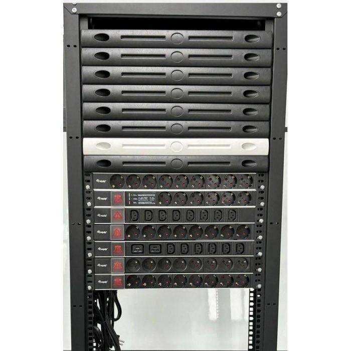 EQUIP Regleta 333319 1U 6 Tomas C19 con Interruptor Negro Aluminio Horizontal 5