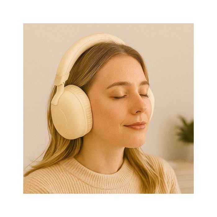 Grundig Auricular Diadema ANC con Cancelación de Ruido, Color Crema