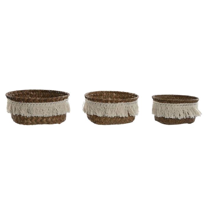 Cesta Boho DKD Home Decor Natural Blanco 16 x 6 x 16 cm Set de 3 1 Cesta Boho DKD Home Decor Natural Blanco 16 x 6 x 16 cm Set de 3 1