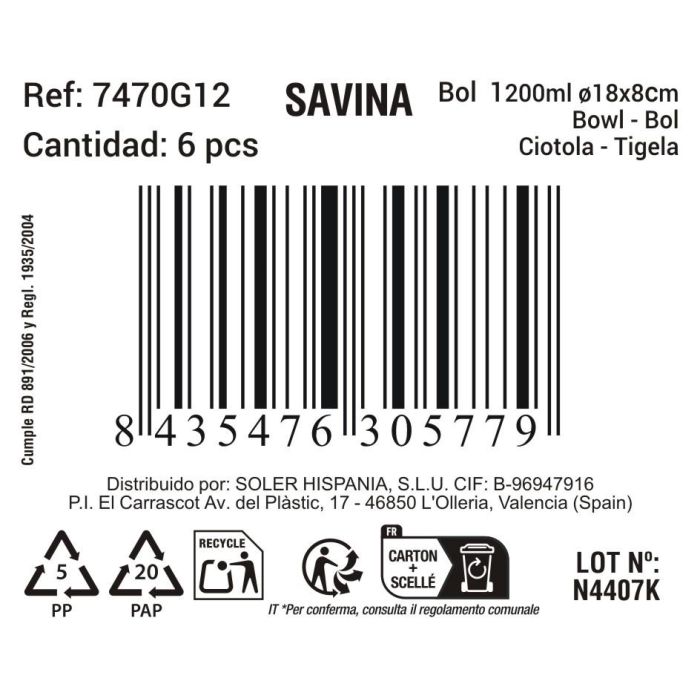 La Mediterranea Bol 1200 ml Ø 18 x 8 cm Savina MD 1