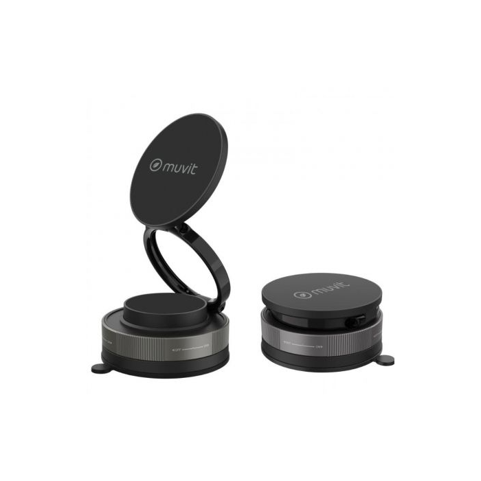Muvit For Change MCCHL0035 Soporte Magnético Universal Coche y Sobremesa con Ventosa Plegable para Smartphone Negro