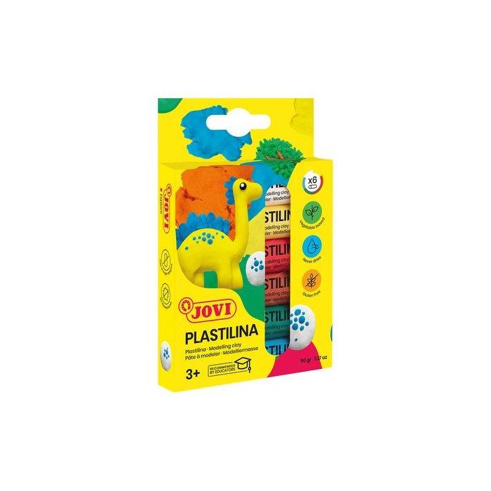 Jovi Plastilina. Estuche de 6 barras, colores surtidos. No mancha, no se seca. Ideal para modelar.