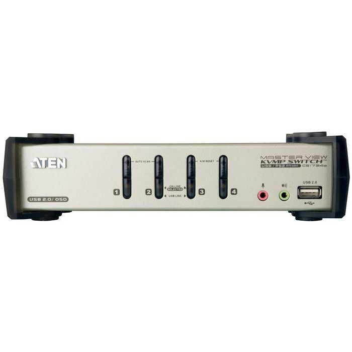 Aten CS1734B Switch KVM de 4 Puertos USB-PS/2 VGA con Audio y Hub USB 2.0 0 Aten CS1734B Switch KVM de 4 Puertos USB-PS/2 VGA con Audio y Hub USB 2.0 0