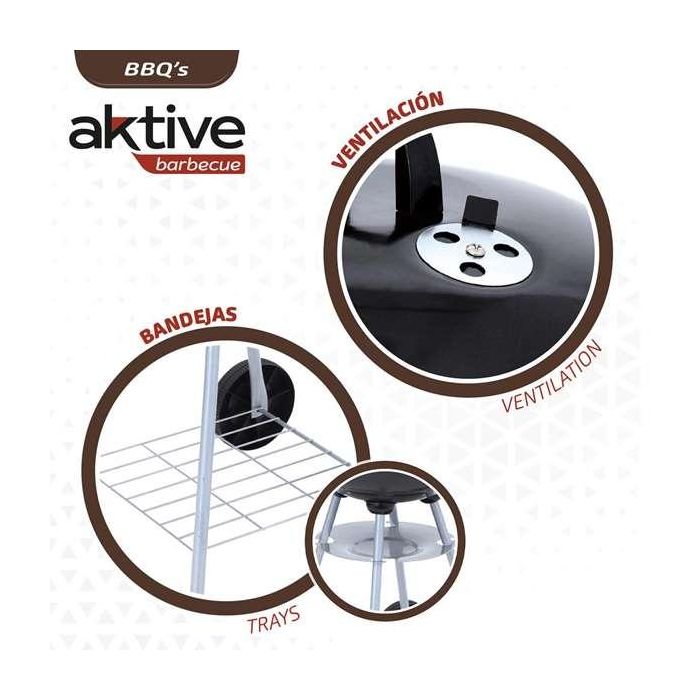 Color Baby Barbacoa de Carbón Redonda con Tapa Aktive 46cm 6