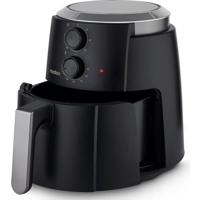 Medion MD13020 Freidora de Aire Caliente Airfryer 4.7L 1500W Hasta 200°C con Temporizador 60 Minutos Negra 1 Medion MD13020 Freidora de Aire Caliente Airfryer 4.7L 1500W Hasta 200°C con Temporizador 60 Minutos Negra 1