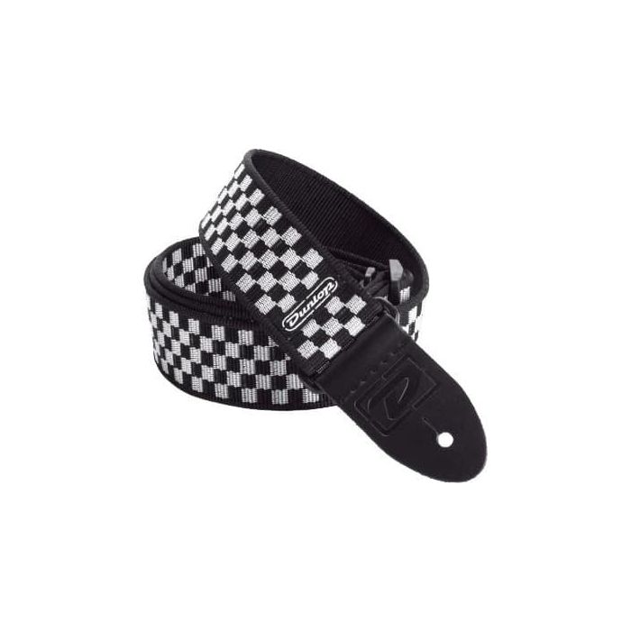 Dunlop Correa Guitarra / Bajo Classic - Blanca / Negra (Cuadros)