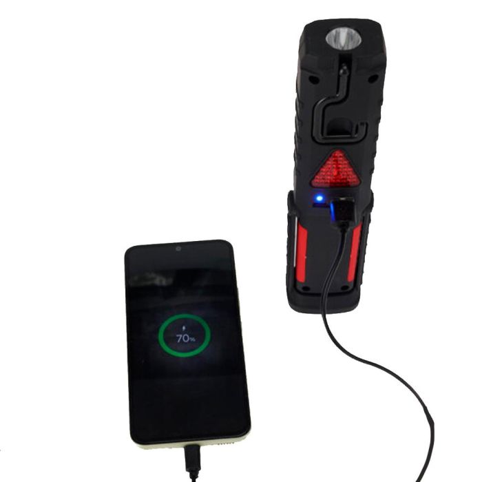 Linterna led de trabajo recargable doble funcion con gancho + imán, negra, 50 x 35 x 215 mm 4 Linterna led de trabajo recargable doble funcion con gancho + imán, negra, 50 x 35 x 215 mm 4