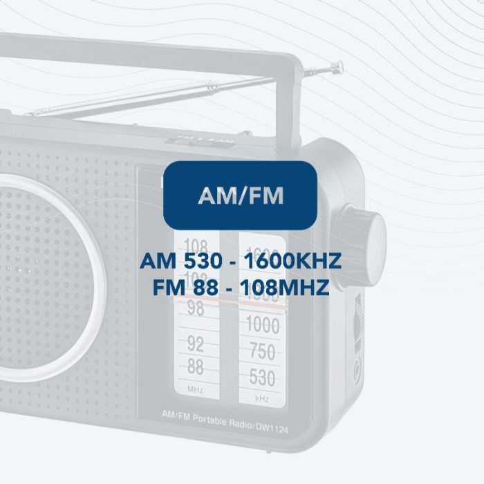 Daewoo Radio Portátil AC/DC con Altavoz, Entrada Jack y Asa - Funciona con Pilas y Corriente