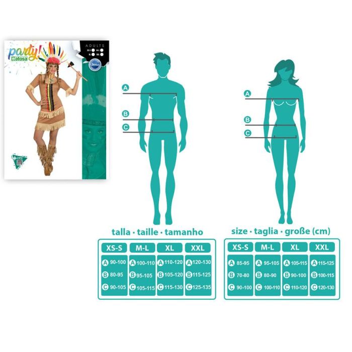 Disfraz India Mujer Adulto Marrón Claro XL 3 Disfraz India Mujer Adulto Marrón Claro XL 3