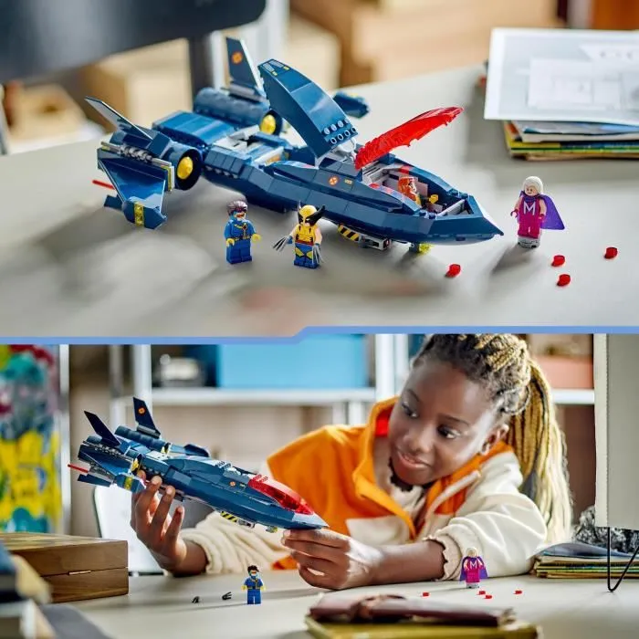 Lego 76281 Marvel The X-Men's X-Jet, Avión de Juguete con Minifiguras de Superhéroe Wolverine 4