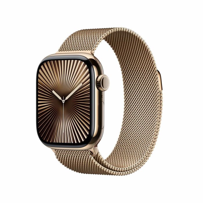 Apple Watch Series 10 GPS + Cellular 42mm Titanio Dorado con Pulsera Milanese Loop Acero Inoxidable Oro 64GB 16 Apple Watch Series 10 GPS + Cellular 42mm Titanio Dorado con Pulsera Milanese Loop Acero Inoxidable Oro 64GB 16