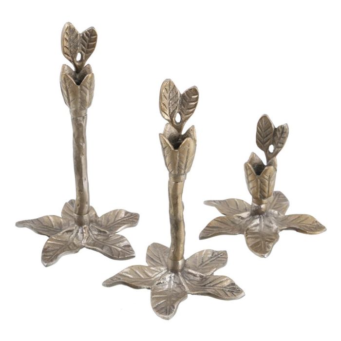 Portavelas Oro Aluminio Decoración 14 X 14 X 24 cm