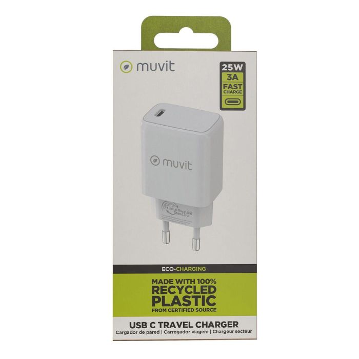 Cargador de Pared Muvit For Change MCACC0038/ 1xUSB Tipo-C/ 25W 2 Cargador de Pared Muvit For Change MCACC0038/ 1xUSB Tipo-C/ 25W 2