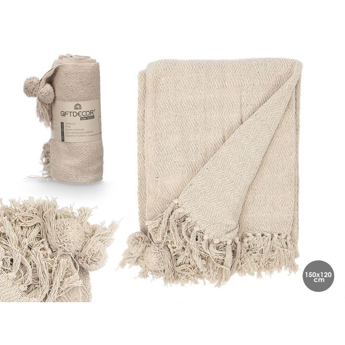Multiusos Pompon Natural 120X150Cm Giftdecor (12 Unidades) Multiusos Pompon Natural 120X150Cm Giftdecor (12 Unidades)