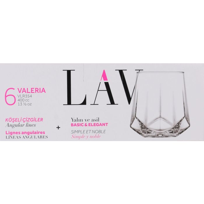 Set de 6 vasos Valeria 400 cc - Lav (8 Cajas) 1 Set de 6 vasos Valeria 400 cc - Lav (8 Cajas) 1