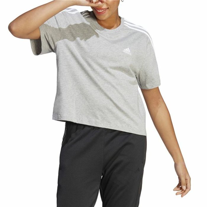 Camiseta de Manga Corta Mujer Adidas 3S Cropped Top Gris claro (XS) 5 Camiseta de Manga Corta Mujer Adidas 3S Cropped Top Gris claro (XS) 5