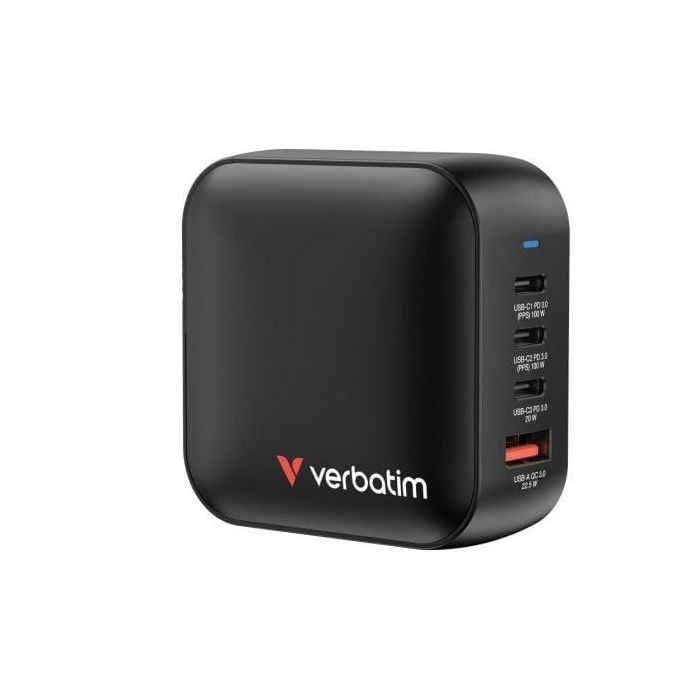 Cargador de Pared Universal GaN Verbatim Mini GaN Wall Charger/ 3xUSB Tipo-C/ 1xUSB/ 100W Cargador de Pared Universal GaN Verbatim Mini GaN Wall Charger/ 3xUSB Tipo-C/ 1xUSB/ 100W