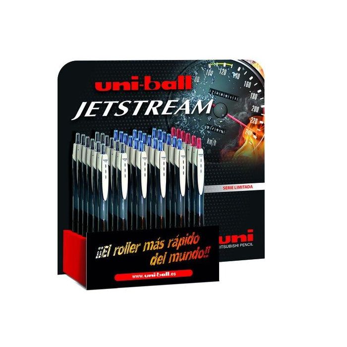 Uni-Ball SXN-150E Rollerball Jetstream Sport Retráctil 1.0 mm, Colores Rojo-Negro-Azul, Expositor 36 Ud