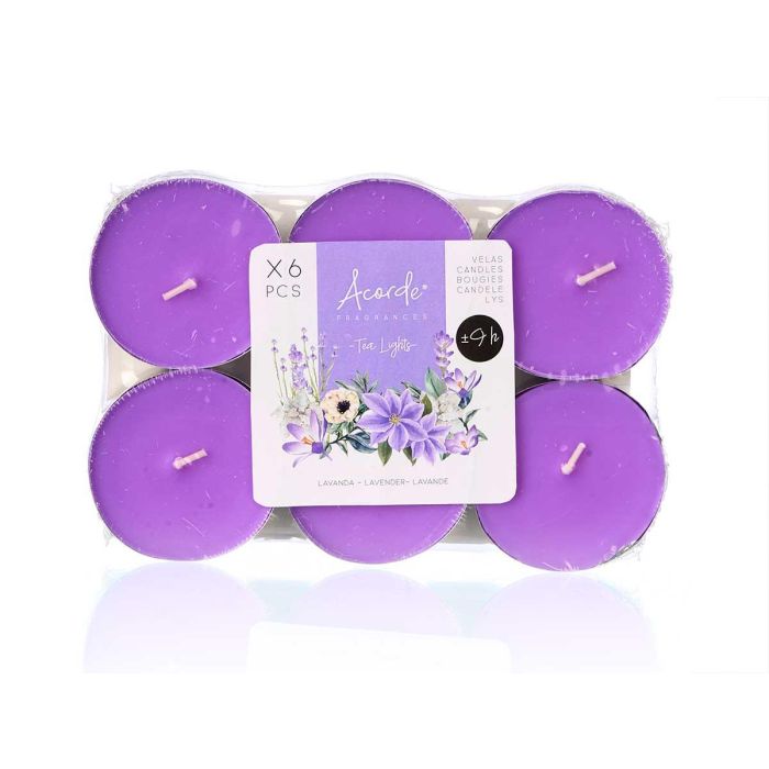 Set 6 Tea Light Maxi 9 H Lavanda Acorde 17X2CM (24 Unidades) 1 Set 6 Tea Light Maxi 9 H Lavanda Acorde 17X2CM (24 Unidades) 1