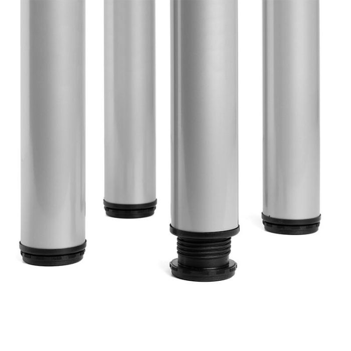 Herrajes Alk - Juego de 4 Patas Regulables para Mesa Fija Serie Vigo - Altura 60-71 cm - Gris RAL 9006 1