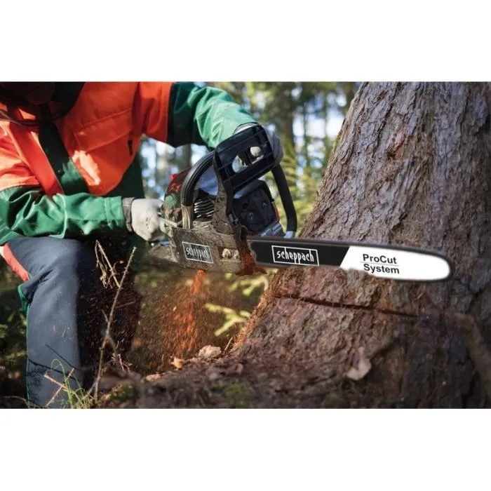 Scheppach CSH46 Motosierra de Gasolina 46 cm - 46 CC - Herramienta para el Hogar con Cadena ProCut 2