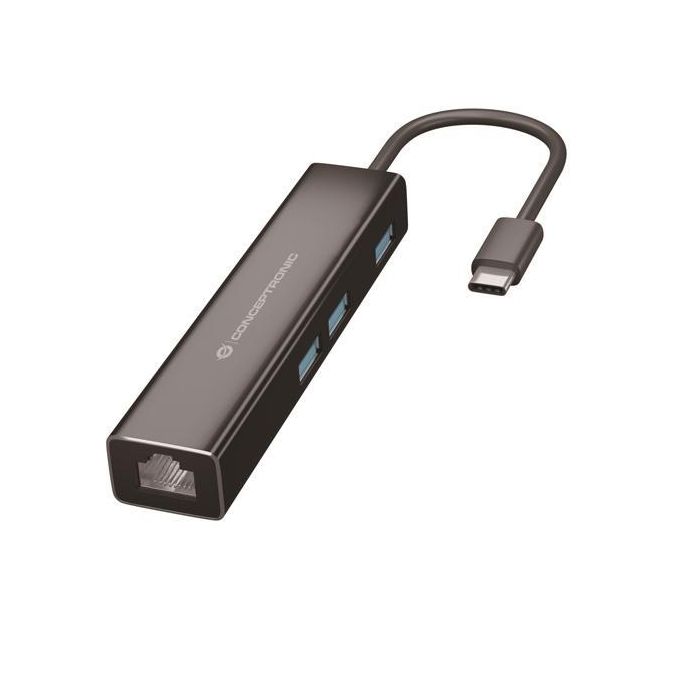 Conceptronic Adaptador Usb-C A Gigabit Ethernet Rj45 Con Hub Usb 3.0 3 Puertos