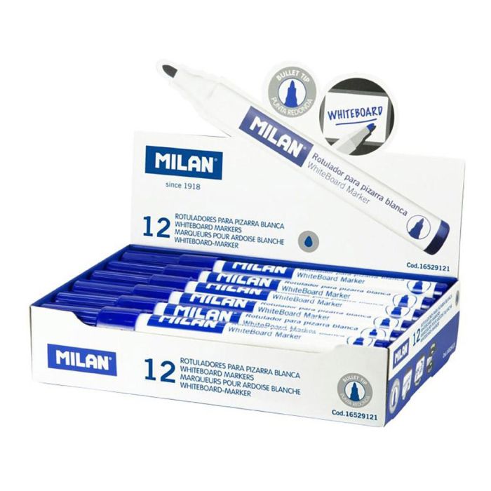 Milan Rotulador Pizarra Blanca Punta Redonda Azul Caja 12 Ud Milan Rotulador Pizarra Blanca Punta Redonda Azul Caja 12 Ud