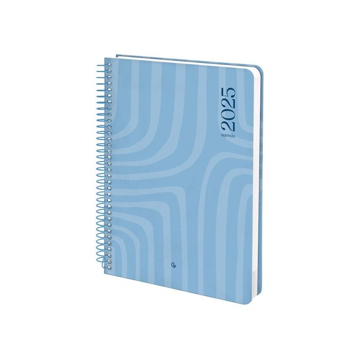 Agenda Espiral Liderpapel Syros A5 2025 Dia Pagina Color Azul Papel 60 gr Catalan 3