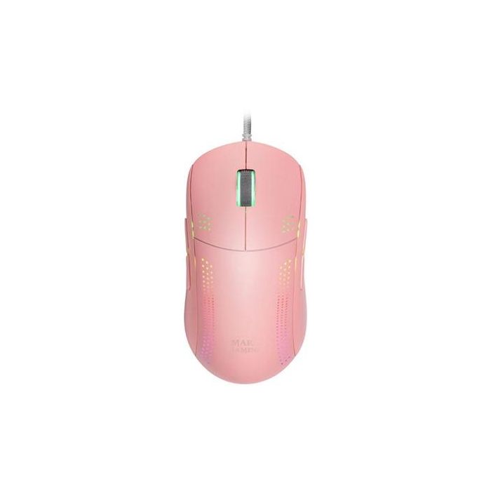 Mars Gaming MMPROP Ratón Gaming Óptico Ultraligero RGB Rosa Ambidiestro con Cable Flexible para PC y Consolas