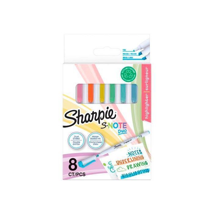 Sharpie Rotuladores Creativos S-Note Duo, Punta Fina y Cincel, Estuche 8 Unidades Colores Surtidos Sharpie Rotuladores Creativos S-Note Duo, Punta Fina y Cincel, Estuche 8 Unidades Colores Surtidos