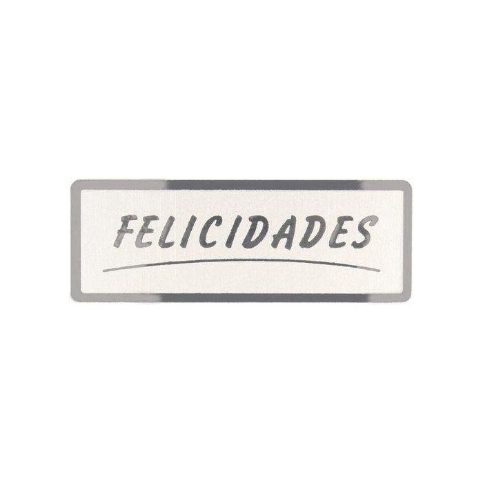 Etiquetas Regalo Adh. Rollo 300 Uds. 50X18 Felicidades Plata