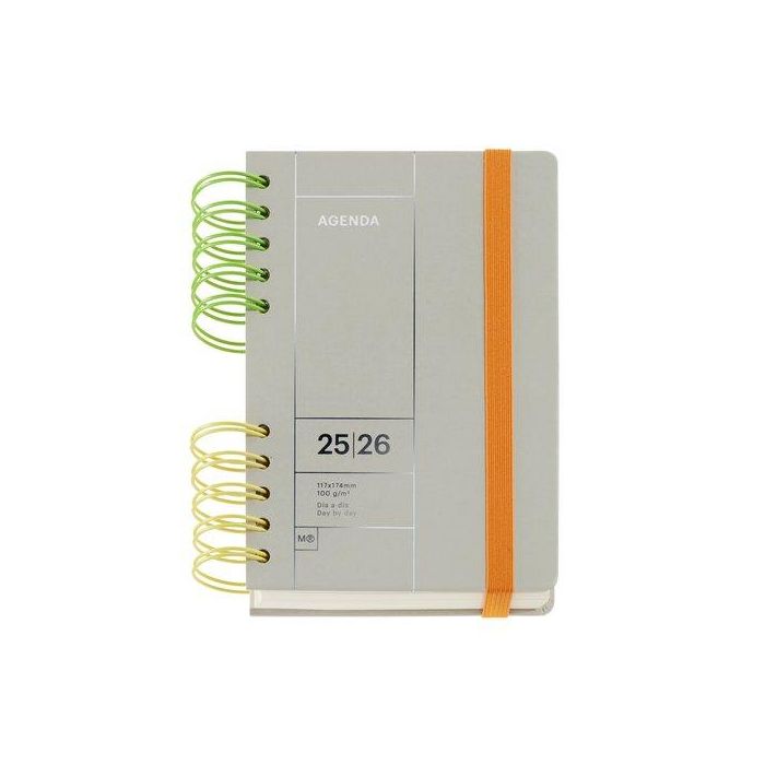 Agenda Escolar (2025-26) Miquelrius Back To Basics Wire-O Tapa Extra Con Goma Activa 8º 126X178 D/P Gris