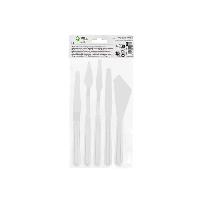 Liderpapel Espatulas para Pintura de Plástico Juego de 5 Unidades Tamaños Surtidos 5