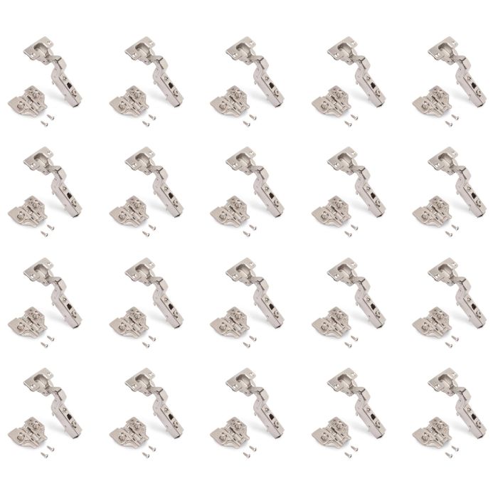 Emuca Lote de 20 bisagras supercodo X91 con cierre suave y suplementos Euro, Altura 0, Acero, Niquelado 0 Emuca Lote de 20 bisagras supercodo X91 con cierre suave y suplementos Euro, Altura 0, Acero, Niquelado 0