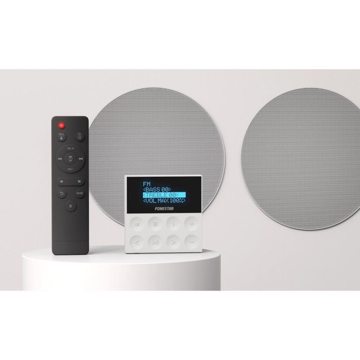 Fonestar KS-WALL Kit de Sonido Todo en Uno con Amplificador de Pared y 2 Altavoces de Techo 6'', Bluetooth/USB/FM para Comercios y Hogar 1