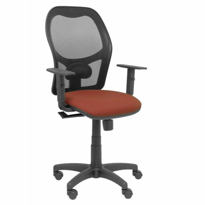 PIQUERAS Y CRESPO Silla Alocen malla negra asiento bali marron brazos regulables PIQUERAS Y CRESPO Silla Alocen malla negra asiento bali marron brazos regulables