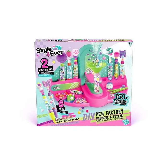 Canal Toys Juego Fábrica de Bolígrafos y Subrayadores DIY, Kit de Manualidades para Crear Tu Propia Papelería, Incluye Adornos, 34x31x7cm